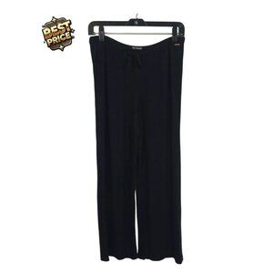 Marks Spencer Autograph Ladies Size 8 Black Elastic Waist Trousers Wide Leg